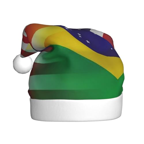 MLTRFGJ Amerikanische und brasilianische Flaggen, bedruckte Weihnachtsmützen für Erwachsene, festliches Partyzubehör für Weihnachten und Neujahr von MLTRFGJ