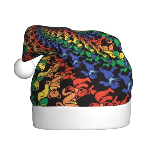 MLTRFGJ Bärentanzende Batik-bedruckte Weihnachtsmütze, für Erwachsene, festliches Partyzubehör für Weihnachten und Neujahr von MLTRFGJ
