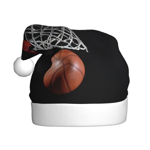 MLTRFGJ Basketball-bedruckte Weihnachtsmütze für Erwachsene, festliches Partyzubehör für Weihnachten und Neujahr von MLTRFGJ