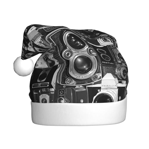 MLTRFGJ Coole Retro-Kamera-Kollektion, bedruckte Weihnachtsmützen für Erwachsene, festliches Partyzubehör für Weihnachten und Neujahr von MLTRFGJ