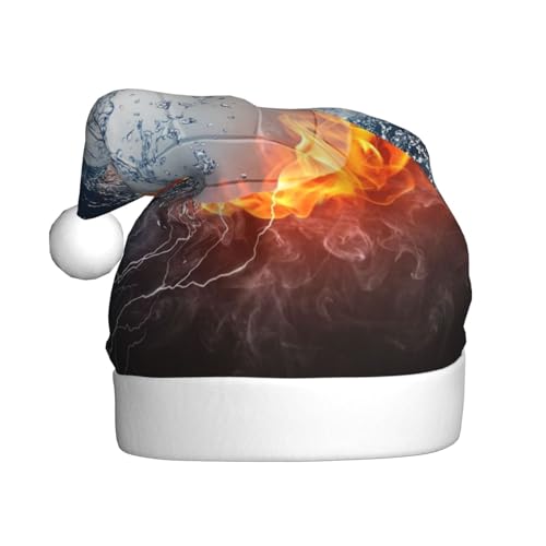 MLTRFGJ Eis- und Feuer-Volleyball-bedruckte Weihnachtsmütze für Erwachsene, festliches Partyzubehör für Weihnachten und Neujahr von MLTRFGJ
