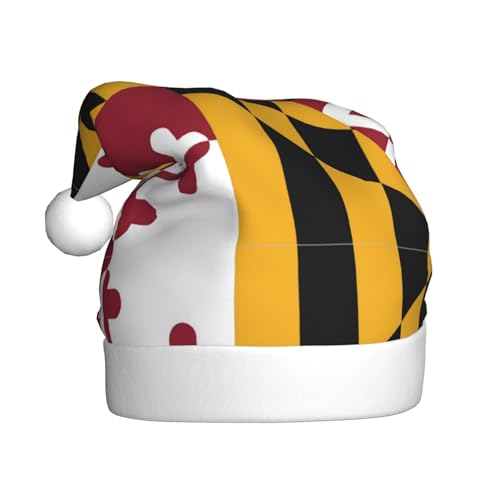 MLTRFGJ Flagge von Maryland bedruckte Weihnachtsmützen für Erwachsene, festliches Partyzubehör für Weihnachten und Neujahr von MLTRFGJ