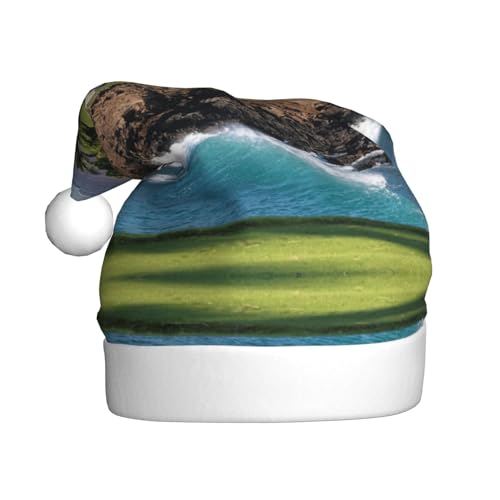 MLTRFGJ Hawaii Beach Golfplatz bedruckte Weihnachtsmützen für Erwachsene, festliches Partyzubehör für Weihnachten und Neujahr von MLTRFGJ