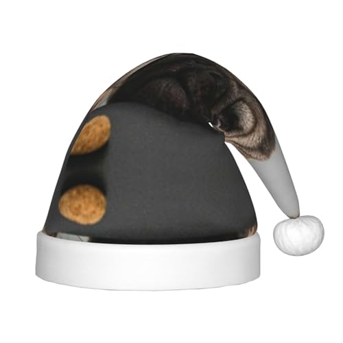 MLTRFGJ Hübscher Mops bedruckte Weihnachtsmütze für Kinder, geeignet für Urlaub und Party-Dekoration MLTRFGJ Hübscher Mops bedruckte Weihnachtsmütze für Kinder, geeignet für Urlaub und Party-Dekoration von MLTRFGJ