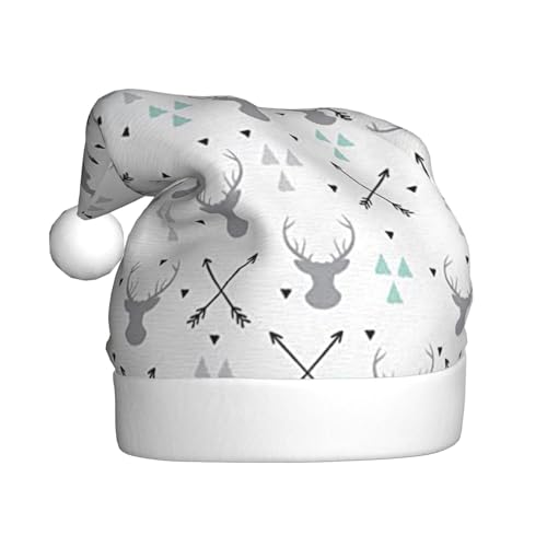 MLTRFGJ Jagdpfeile Dreiecke Hirsch gedruckt Erwachsene Urlaub Weihnachtsmütze, Festliches Partyzubehör für Weihnachten und Neujahr von MLTRFGJ