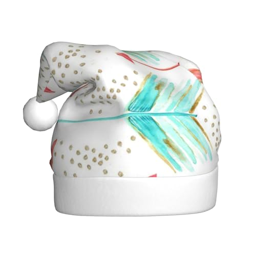 MLTRFGJ Koralle und blaugrüne Pfeile bedruckte Weihnachtsmützen für Erwachsene, festliches Partyzubehör für Weihnachten und Neujahr von MLTRFGJ