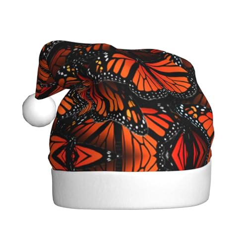 MLTRFGJ Monarch-Schmetterlinge bedruckte Weihnachtsmützen für Erwachsene, festliches Partyzubehör für Weihnachten und Neujahr von MLTRFGJ
