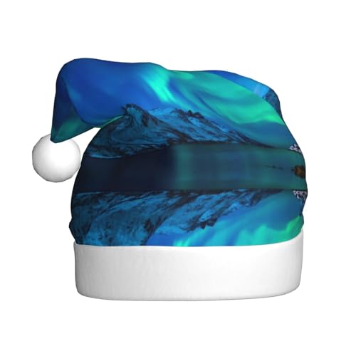 MLTRFGJ Northern Lights bedruckte Weihnachtsmütze für Erwachsene, festliches Partyzubehör für Weihnachten und Neujahr von MLTRFGJ