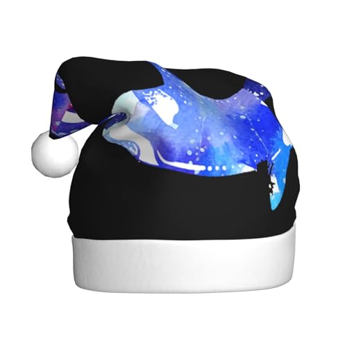 MLTRFGJ Orca Killerwal bedruckte Weihnachtsmütze für Erwachsene, festliches Partyzubehör für Weihnachten und Neujahr von MLTRFGJ