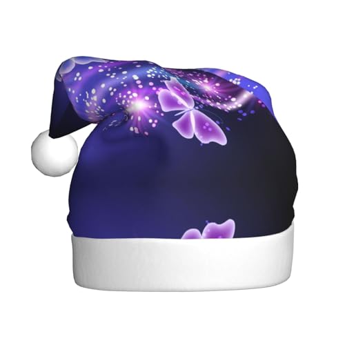 MLTRFGJ Schöne lila Schmetterlings-bedruckte Weihnachtsmütze für Erwachsene, festliches Partyzubehör für Weihnachten und Neujahr MLTRFGJ Schöne lila Schmetterlings-bedruckte Weihnachtsmütze für Erwachsene, festliches Partyzubehör für Weihnachten und Neujahr von MLTRFGJ
