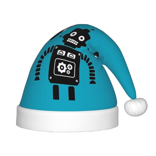 MLTRFGJ Schwarze Weihnachtsmütze mit Roboterdruck, geeignet für Urlaub und Party-Dekoration MLTRFGJ Schwarze Weihnachtsmütze mit Roboterdruck, geeignet für Urlaub und Party-Dekoration von MLTRFGJ