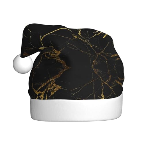 MLTRFGJ Schwarzer und goldener Hintergrund, bedruckte Weihnachtsmütze für Erwachsene, festliches Partyzubehör für Weihnachten und Neujahr von MLTRFGJ