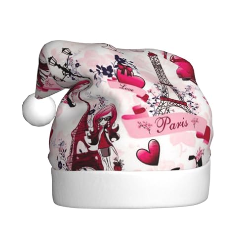 MLTRFGJ Stadtbild Paris Eiffelturm Frankreich gedruckt Erwachsene Urlaub Weihnachtsmütze, Festliches Partyzubehör für Weihnachten und Neujahr von MLTRFGJ