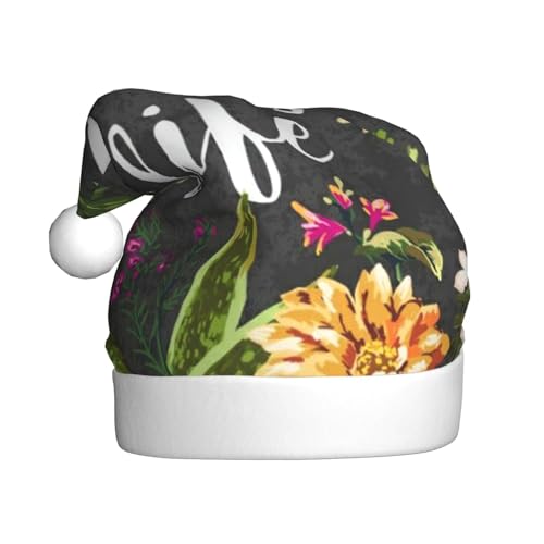 MLTRFGJ Thug Life Blumen bedruckte Weihnachtsmützen für Erwachsene, festliches Partyzubehör für Weihnachten und Neujahr von MLTRFGJ
