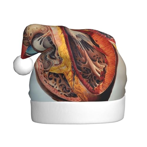 MLTRFGJ Weihnachtsmütze, Motiv: menschliche Anatomie, Herz-Diagramm, bedruckt, für Erwachsene, festliches Partyzubehör für Weihnachten und Neujahr von MLTRFGJ