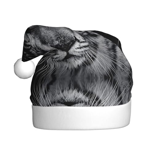 MLTRFGJ Weihnachtsmütze für Erwachsene, mit weißem Tiger, festliches Partyzubehör für Weihnachten und Neujahr von MLTRFGJ
