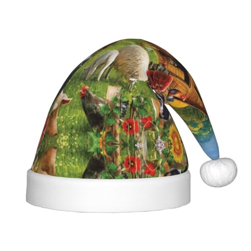 MLTRFGJ Weihnachtsmütze für Kinder, Bauernhoftiere, bedruckt, geeignet für Urlaub und Party-Dekoration MLTRFGJ Weihnachtsmütze für Kinder, Bauernhoftiere, bedruckt, geeignet für Urlaub und Party-Dekoration von MLTRFGJ