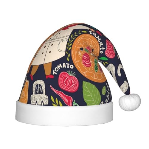MLTRFGJ Weihnachtsmütze für Kinder, bedruckt mit Pizza-Motiv, geeignet für Urlaub und Partydekoration MLTRFGJ Weihnachtsmütze für Kinder, bedruckt mit Pizza-Motiv, geeignet für Urlaub und Partydekoration von MLTRFGJ