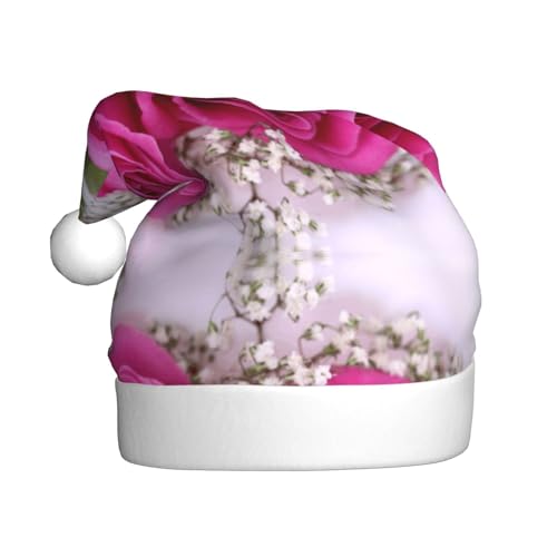 MLTRFGJ Weihnachtsmützen für Erwachsene, mit rosa Rosen, festliches Partyzubehör für Weihnachten und Neujahr MLTRFGJ Weihnachtsmützen für Erwachsene, mit rosa Rosen, festliches Partyzubehör für Weihnachten und Neujahr von MLTRFGJ