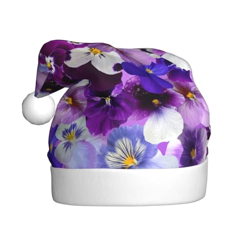 MLTRFGJ Weihnachtsmützen für Erwachsene, mit violettem Blumendruck, festliches Partyzubehör für Weihnachten und Neujahr von MLTRFGJ
