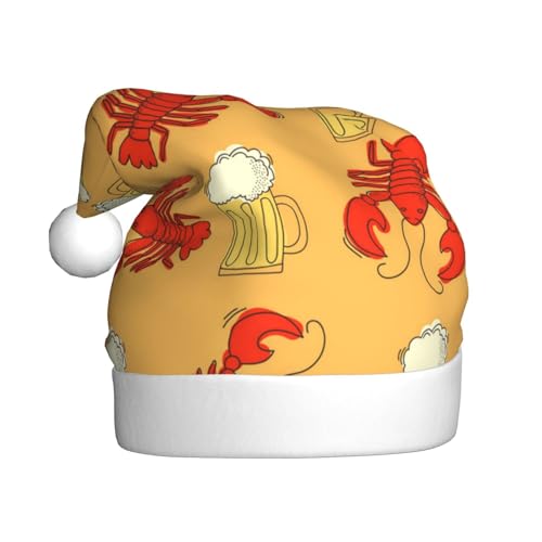 MLTRFGJ Weihnachtsmützen mit Bier- und Krebsmuster, bedruckt, für Erwachsene, festliches Partyzubehör für Weihnachten und Neujahr MLTRFGJ Weihnachtsmützen mit Bier- und Krebsmuster, bedruckt, für Erwachsene, festliches Partyzubehör für Weihnachten und Neujahr von MLTRFGJ