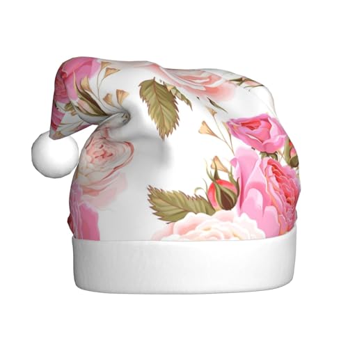 MLTRFGJ Weihnachtsmützen mit Rosenblüten bedruckt, für Erwachsene, festliches Partyzubehör für Weihnachten und Neujahr von MLTRFGJ