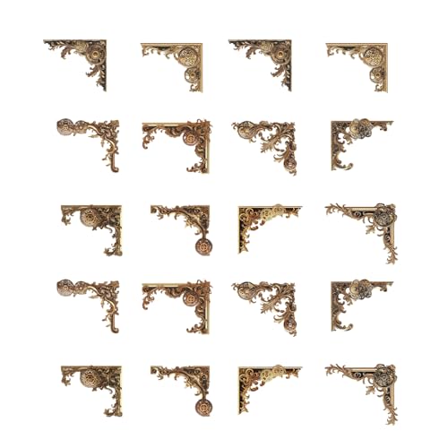 20 Insgesamt Ausgehöhlte Geprägte Ecke Aufkleber Vintage Scrapbooking Corner Sticker Für Journalplaner Fotoalbum Telefon Fall Metallkleber Label von MLWSKERTY
