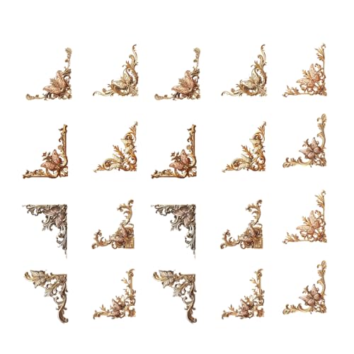 20 Insgesamt Ausgehöhlte Geprägte Ecke Aufkleber Vintage Scrapbooking Corner Sticker Für Journalplaner Fotoalbum Telefon Fall Metallkleber Label von MLWSKERTY