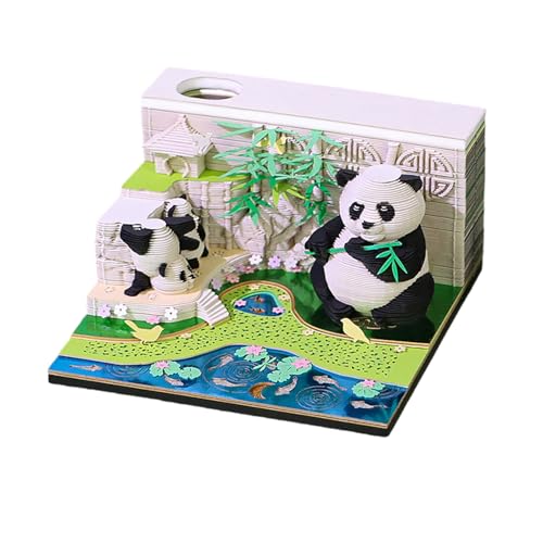 2025 3D-Papierskulptur, Panda, Kalender, Bürokalender, Notizen, Ornament, Ornament, Notizblöcke. von MLWSKERTY