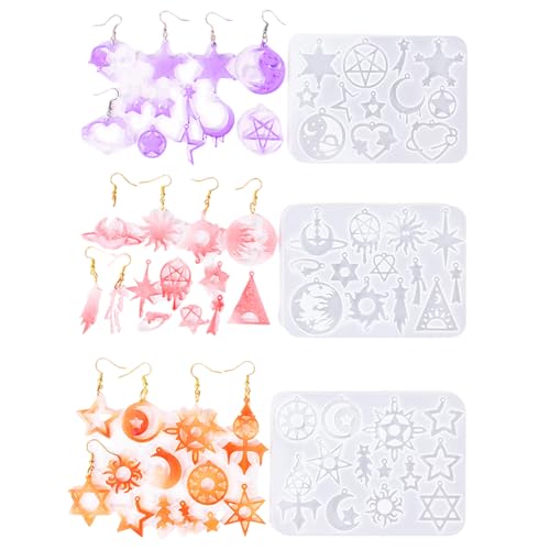 3 Formen für Anhänger, Ohrformen, zur Herstellung von Sternen, Schmuck, Formen, Ohrring, aus Silikon 3 Formen für Anhänger, Ohrformen, zur Herstellung von Sternen, Schmuck, Formen, Ohrring, aus Silikon von MLWSKERTY