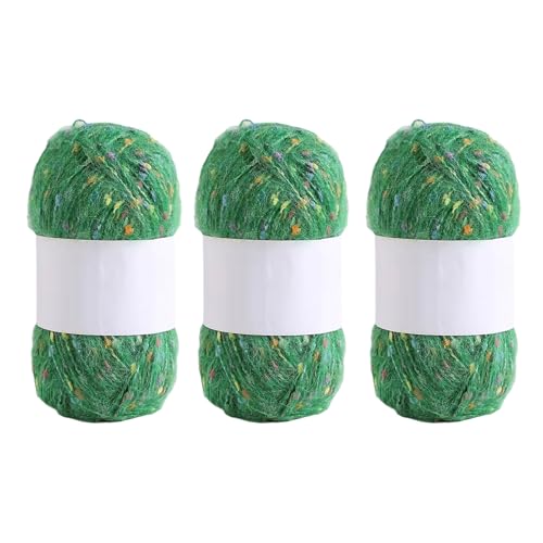 3 Rollen Bequeme Häkelfäden Regenbogen Farbpunkte Mohair Garn Hand Stricken Weich Für Hutdecke Schals von MLWSKERTY