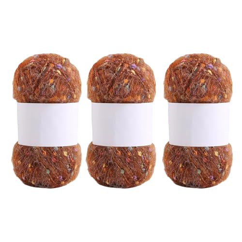 3 Rollen Bequeme Häkelfäden Regenbogen Farbpunkte Mohair Garn Hand Stricken Weich Für Hutdecke Schals von MLWSKERTY