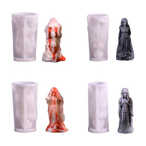 4 Stück Halloween-Figuren, Kerzenformen aus Silikon, für Dekoration, Kerzen aus Epoxidharz von MLWSKERTY