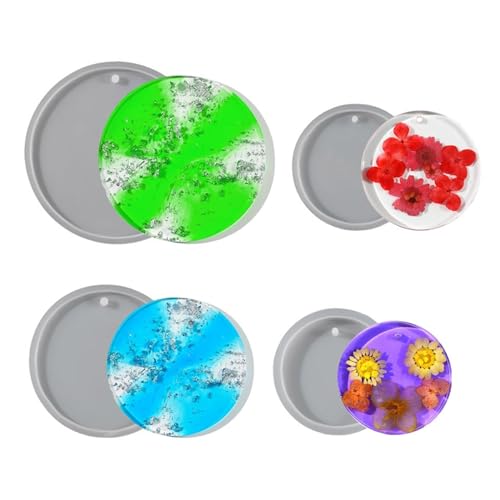 4pcs Runde Schlüsselbund Silikonform Epoxidharz Gussform Schimmel Kristallanhänger Schmuck Werkzeug Für Modische Liebhaber von MLWSKERTY