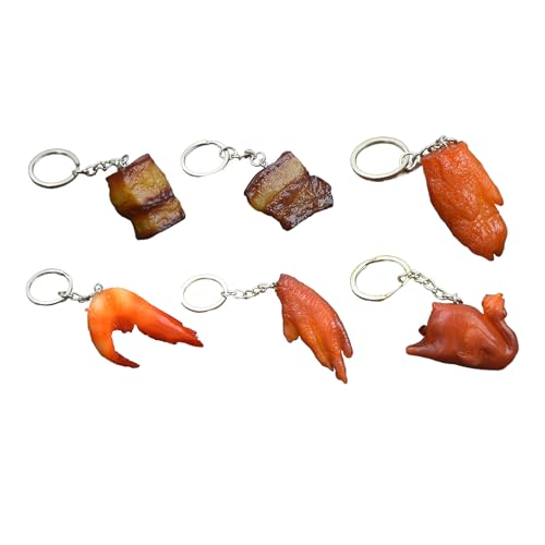 6 PCs Hühnerflügel Anhänger Schlüsselinhaber Simulation Food Schlüsselkette Geschenk Schlüsselanhänger Autoschlüsselringe Rucksack Hängende Ornamente von MLWSKERTY