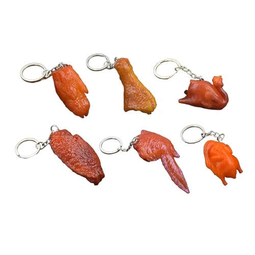 6 PCs Hühnerflügel Anhänger Schlüsselinhaber Simulation Food Schlüsselkette Geschenk Schlüsselanhänger Autoschlüsselringe Rucksack Hängende Ornamente von MLWSKERTY