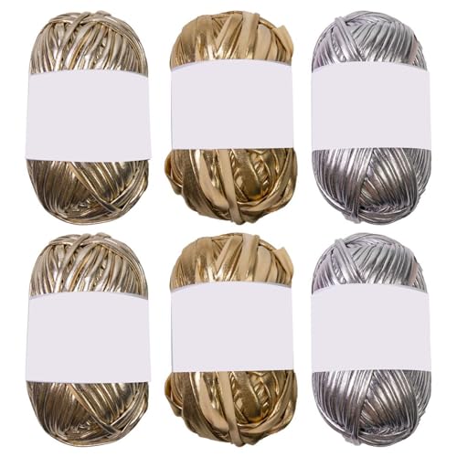 6-teiliges T-Shirt-Yarn, Metallic-Garn, Strickgarn, Häkelgarn, für Häkelarbeiten, Projekte, Zuhause, Dekoration 6-teiliges T-Shirt-Yarn, Metallic-Garn, Strickgarn, Häkelgarn, für Häkelarbeiten, Projekte, Zuhause, Dekoration von MLWSKERTY