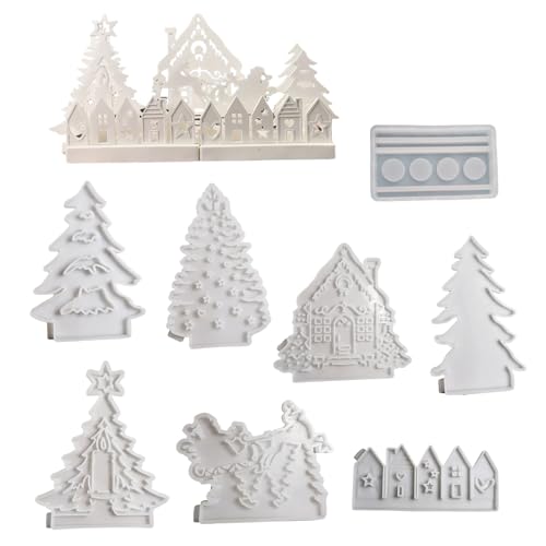 8 Pieces Weihnachten Themen Silikon Kerzenschimmel Für Epoxidharz Teelichthalter Kerzenhalter Weihnachtsdekoration von MLWSKERTY