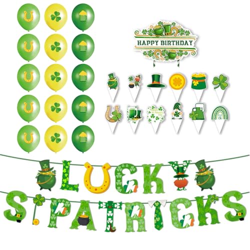 Irisches Thema Papier Party Dekoration Veranstaltungsspiel Veranstaltungsplanung Supplies Zubehör Banner Cake Topper mit Luftballons Irisches Thema Papier Party Dekoration Veranstaltungsspiel Veranstaltungsplanung Supplies Zubehör Banner Cake Topper mit Luftballons von MLWSKERTY
