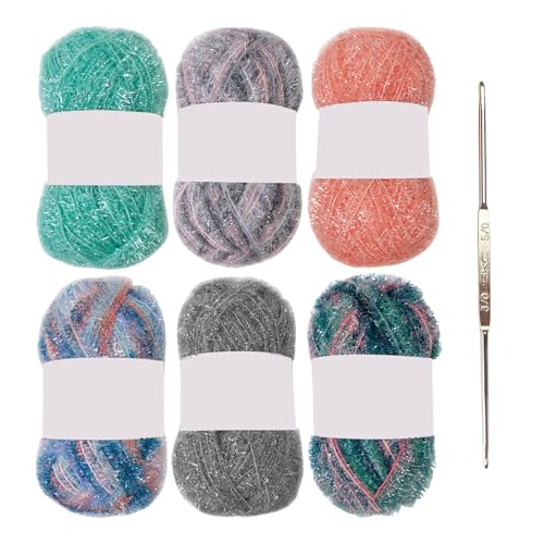 MLWSKERTY 120 Yards Häkelgarn Sparkling Stricken Garn für Häkelarbeiten Dishcloths Polyester Garn, 176 oz, 120 Yards pro Knäuel von MLWSKERTY