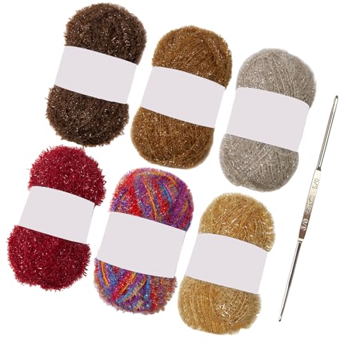 MLWSKERTY 120 Yards Häkelgarn Sparkling Stricken Garn für Häkelarbeiten Dishcloths Polyester Garn, 176 oz, 120 Yards pro Knäuel von MLWSKERTY