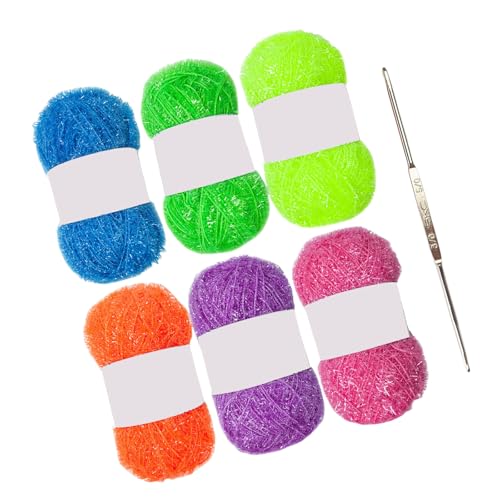 MLWSKERTY 120 Yards Häkelgarn Sparkling Stricken Garn für Häkelarbeiten Dishcloths Polyester Garn, 176 oz, 120 Yards pro Knäuel von MLWSKERTY