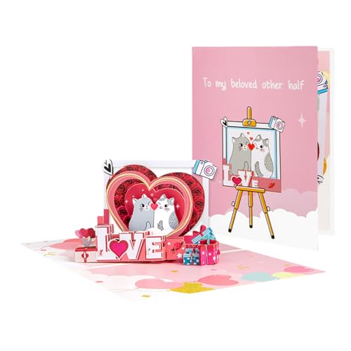 MLWSKERTY 3D Valentines Day Card Mit Bilderrahmen Und Tierhandgemachte Grußkarte Mit Umschlag Elegantes Jubiläumsgeschenk von MLWSKERTY