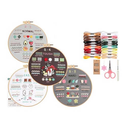 MLWSKERTY 4Sets Tierfruchtblumenpflanze Stickerei Set Mit Unterricht Stickkleidung Mit Muster Reifenfaden Und Nadel MLWSKERTY 4Sets Tierfruchtblumenpflanze Stickerei Set Mit Unterricht Stickkleidung Mit Muster Reifenfaden Und Nadel von MLWSKERTY
