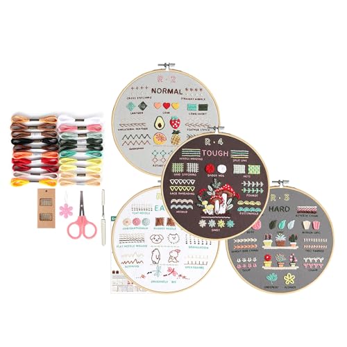 MLWSKERTY 4Sets Tierfruchtblumenpflanze Stickerei Set Mit Unterricht Stickkleidung Mit Muster Reifenfaden Und Nadel MLWSKERTY 4Sets Tierfruchtblumenpflanze Stickerei Set Mit Unterricht Stickkleidung Mit Muster Reifenfaden Und Nadel von MLWSKERTY