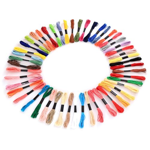 MLWSKERTY Kreuzstich-Nähgarn, 50 Farben, Stickgarn, Nähgarn, Stickgarn aus Baumwolle, für Handwerk MLWSKERTY Kreuzstich-Nähgarn, 50 Farben, Stickgarn, Nähgarn, Stickgarn aus Baumwolle, für Handwerk von MLWSKERTY