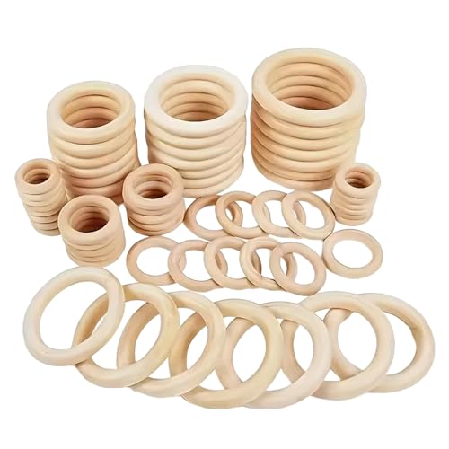 MLWSKERTY Ringe aus Naturholz für Handwerk, 40 Stück, Ringe aus Holz, unvollendet, Kreise, Ringe aus Holz, für Verbindungen, Anhänger und Handwerk MLWSKERTY Ringe aus Naturholz für Handwerk, 40 Stück, Ringe aus Holz, unvollendet, Kreise, Ringe aus Holz, für Verbindungen, Anhänger und Handwerk von MLWSKERTY