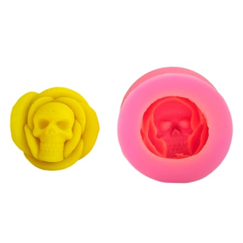 MLWSKERTY Silikonformen in Form eines rosa Schädels für Kerzen, Seife, Ornamente, Tisch, Fondant, aus Epoxidharz, für Kuchen von MLWSKERTY