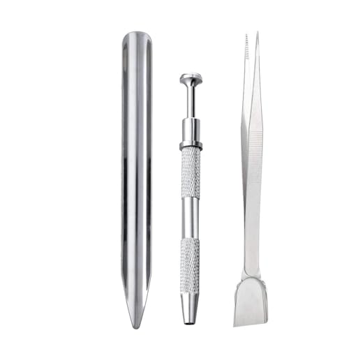 Professionelles Pinzetten-Set aus Edelstahl, 3-teilig, Schmucksteine, Halterung aus Diamant, Werkzeug mit Metallperlen von MLWSKERTY