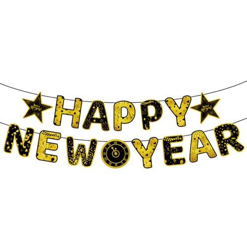 Silvesterdekoration Frohes Neues Jahr Banners Dekoration Frohes Neues Jahr Ballons Kuchendekoration Für Neujahrsfeier von MLWSKERTY